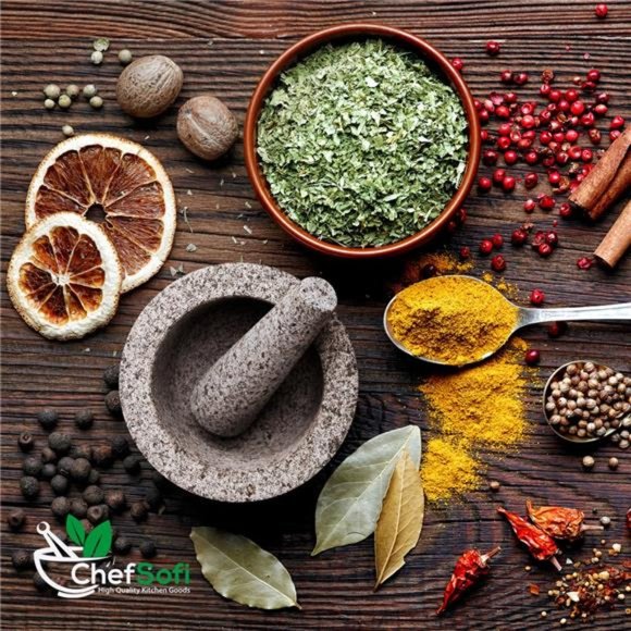 Mortar and Pestle Set - 6 Inch - 2 Cup Capacity - Unpolished Heavy Granite - Picture 3 of 6